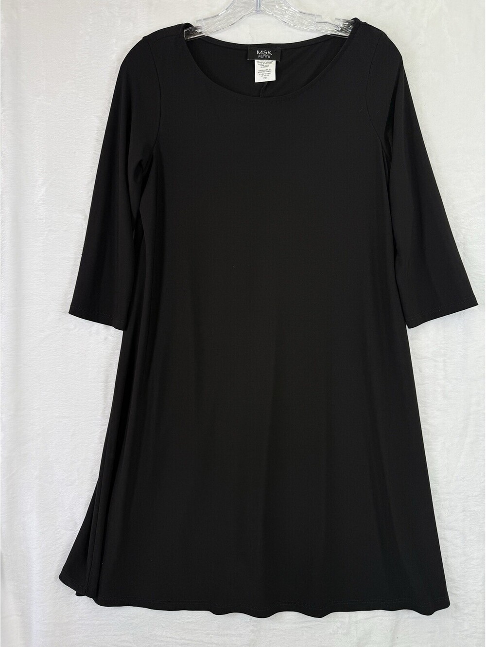 MSK Dress Medium Petite Black Shift 3/4 Sleeve Womens